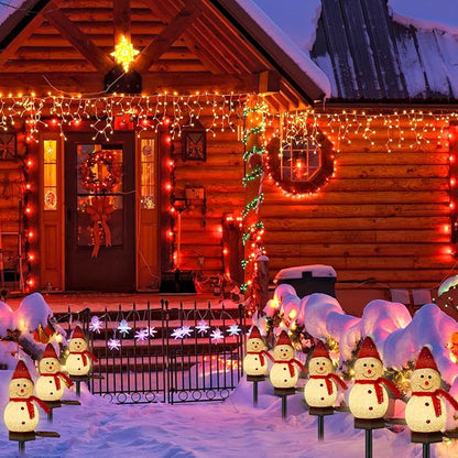 Solar Christmas Decorations Outdoor, 8PCS Snowman Shape Solar Christmas Stakes Lights, Xmas Pathway Lights for Xmas Yard, Garden, Patio Decor