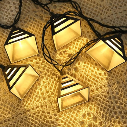 Vigdur Ramadan Lantern String Lights - 10 LEDs Eid Mubark Ramadan String Lights Connectable Waterproof，Ramadan Decoration Lights for Patio Garden Backyard Camping Party