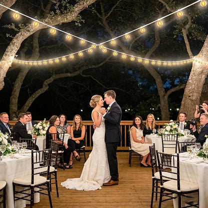 SUFEIMAS Outdoor String LED Patio Lights - 75Ft Outside Waterproof Light with Remote Dimmable 75 G40 Shatterproof Bulb Connectable Hanging Outdoor Lighting for Backyard Porch Party 12 inch Bulb Apart