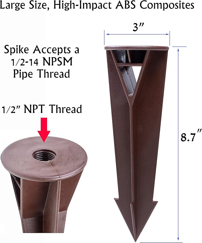 Ground Stake Spike for Outdoor Landscape Spot Pathway Solar Flood Light Replacement Light Stake Spike Part Holder,1/2" NPT Thread Compatible with Kichler Landscape Lighting(2 Pack)