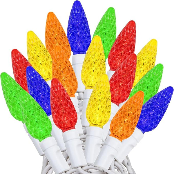 Novelty 24FT 70 LED C6 LED Christmas String Lights, Multicolor Commercial Grade Outdoor Tree Decorations | Lumora