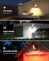 Motion Sensor Outdoor Light, 10000mAh Rechargeable 600 Lumen Battery Operated Outdoor Light with 3 Modes, 3 Color | Lumora