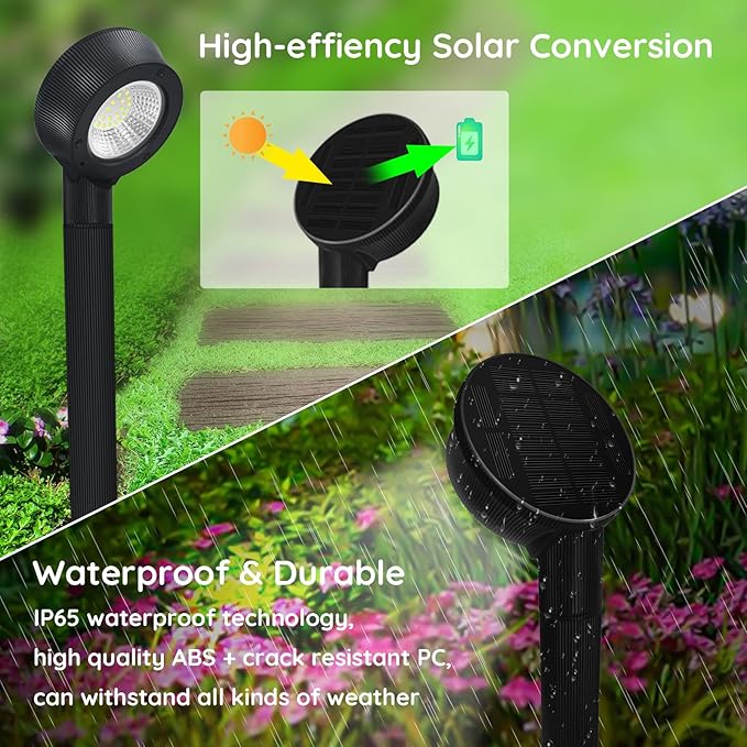 Solar Pathway Lights Outdoor, Brightest 300 lm 32 led Solar Garden Lights, Bright & Warm White LED Options | Lumora