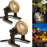 Waterproof Brass Underwater Light Fixture for Patio, Pond, Fountain, Waterfall - 2 Pack | Lumora