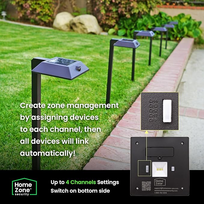 Mesh Linkable Series 4-Pack Solar LED Security Pathway Light w/ LiFePO4 Battery, 300LM, Auto-linking, 110°x16 ft Motion Detection, CCT 3000K/4000K/5000K, 4-Channel Settings, Stainless Steel, Bronze