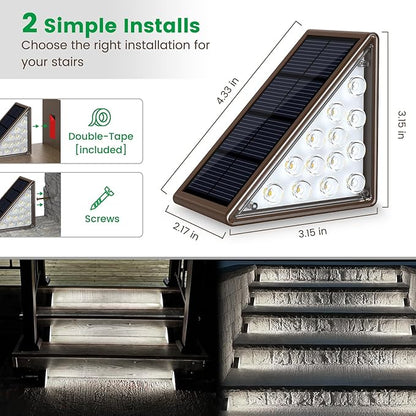 Solar Step Lights for Outside, 24-Pack Waterproof IP67 Deck Lights for Staircase, Patio, Front Step (Cool White)
