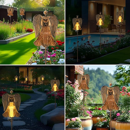 Angel Stake Solar Lights 40.94 Inch, Auto On/Off LED Pathway Lights for Yard Patio Cemetery, Waterproof Outdoor Decor Christmas Memorial Gift for Women Mom