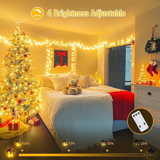 JMEXSUSS 168FT 600 LED Christmas Lights Outdoor Waterproof Clear Wire Indoor String Lights for Outside Warm White Christmas Tree Lights Plug in for Bedroom Wedding Party Valentines Decor