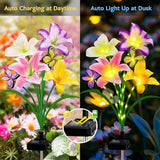 Solar Garden Lights 2 Pack 8 Lily Flowers with Butterfly Decor,Gifts for Mom Woman Birthday Solar Flower Lights for | Lumora