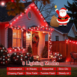 QITONG 2 Pack Red and White Solar String Lights, Each 66ft 200 LED Solar Christmas Lights Outdoor Waterproof, 8 | Lumora