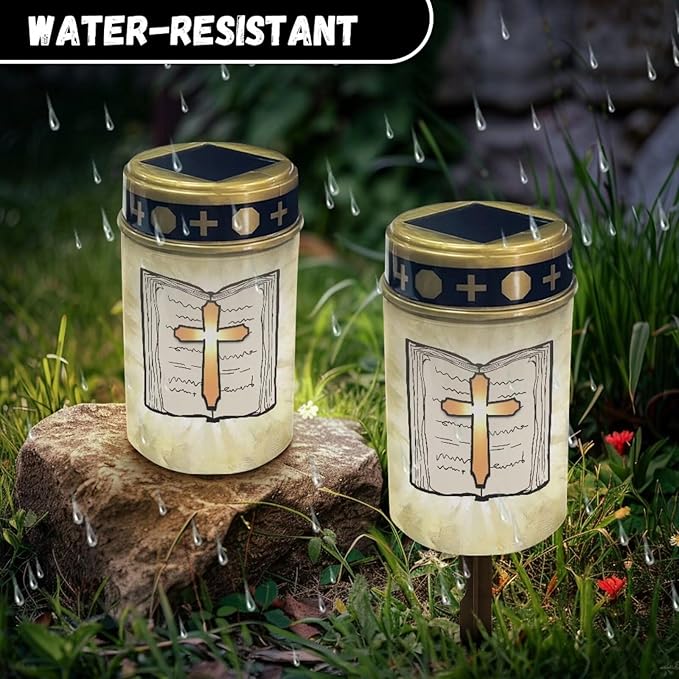 Bible Solar Light Outdoor Waterproof Lantern Walkway Solar Powered Cross Flameless Candle Led Light Solar Lights | Lumora