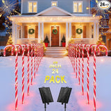 COOLWUFAN 24 Pack 28" Solar Candy Cane Path Lights Christmas Decorations, 4 Brightness Levels 264 Bright LEDs | Lumora