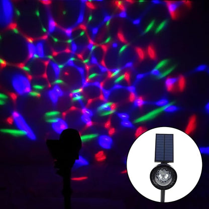 Alpine Corporation 6" Tall Solar Rotating Projector Lights, Dual Function with Multicolor LED Outdoor Decorative Lights, Black