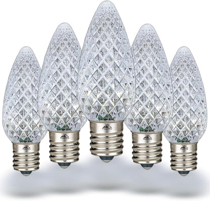 Novelty Lights 250CT C9 LED Faceted Ultra Bright Dimmable Outdoor Christmas Light Replacement Bulbs Decorative LED Christmas Lights, Pure White