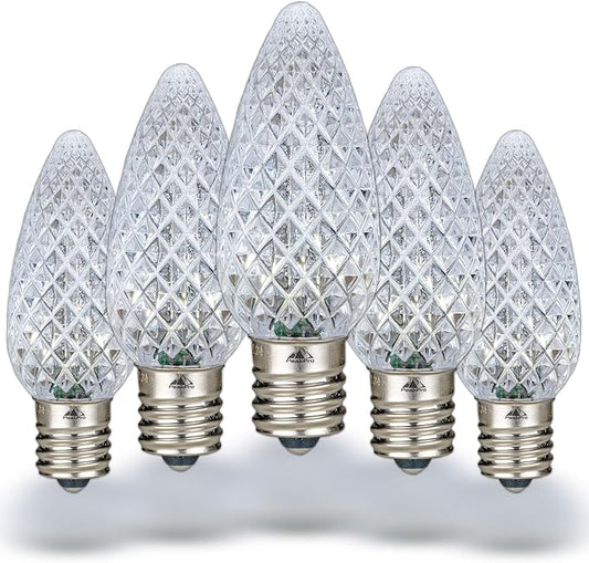Novelty Lights 250CT C9 LED Faceted Ultra Bright Dimmable Outdoor Christmas Light Replacement Bulbs Decorative LED Christmas Lights, Pure White