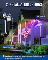 Solar Spot Lights Outdoor, 9 Lighting Modes RGB, Solar Lights Outdoor Waterproof IP65, 63 LED Landscape Spotlights | Lumora