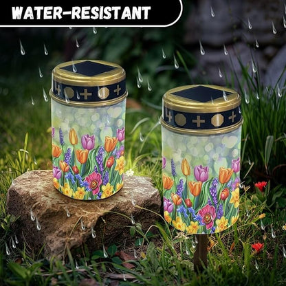 Tulips Rose Solar Garden Light Waterproof Solar Light Outdoor LED Solar Light Landscape Path Light for Yard Walkway Driveway Long Lasting Solar Light