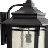 Franklin Iron Works Hickory Point Farmhouse Rustic Mission Outdoor Wall Light Fixture Bronze Lantern 19" Frosted | Lumora