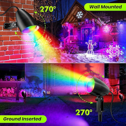 ZZXX 20W RGB Outdoor Spotlight Halloween 120V Color Changing Landscape Lights Waterproof LED Multicoloured Spotlights, Dimmable, Timer, Memory Function with US 3-Plug in (2 Pack)