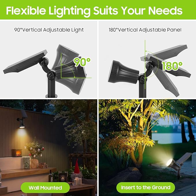 Bosceos 2-Pack Solar Lights Outdoor Waterproof, 30LEDs Solar Spot Pathway Lights with 3 Modes, Garden Light Auto | Lumora