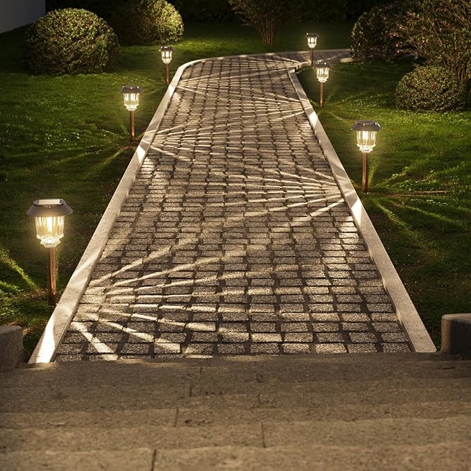 XMCOSY+ Solar Pathway Lights - 6 Pack Solar Garden Lights, Outdoor Light Waterproof, Powered Landscape Lighting for Lawn Walkway Driveway