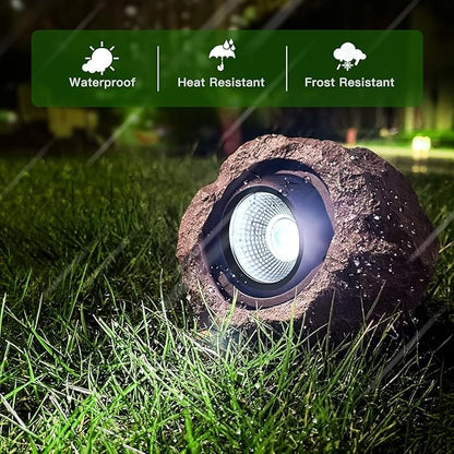 Solar Rock Lights Outdoor, Waterproof Stone LED Landscape Spotlights with Auto On/Off, Solar Lights for Garden, Pathway, Yard & Lawn