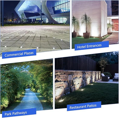 JESLED Low Voltage Landscape Lights, 6W LED Well Lights IP67 Waterproof, 6000K Bright White In-Ground Lights with Wire Connectors for Pathway, Deck, Patio, Yard, Garden (4 Pack)