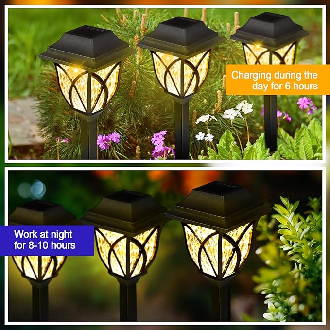 Hortsun 20 Pack Solar Pathway Lights Outdoor Landscape Waterproof Garden LED Lights for Yard Patio Lawn Pathway House Shape Decorative Warm White(Modern)