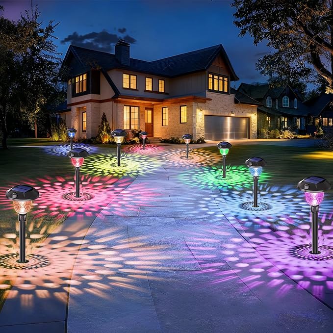 Solar Pathway Lights Outdoor Waterproof, Multicolor & Warm White Changing LED Solar Lights Christmas Decorations | Lumora