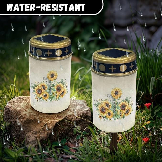 Sunflower Cross Solar Pathway Lights Outdoor Warm White Solar Garden Stake Lights Landscape Decorative Lighting for | Lumora