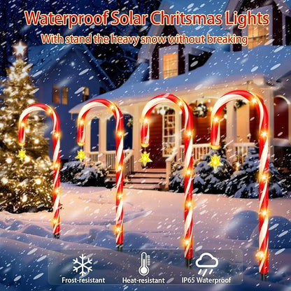 Solar Christmas Decorations Outdoor, 12 Pack Solar Candy Cane Christmas Lights 8 Lighting Modes 180 Bright LED, Waterproof Outside Xmas DIY Decorations for Pathway Yard Garden