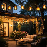 21Ft Solar String Lights Outdoor Waterproof Solar Powered Patio Lights with 10 Flickering Flame Light Bulbs Hanging | Lumora