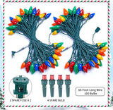 Brightown C9 LED Christmas String Lights, 2 Pack 66ft Multi-Color Outdoor Lights String with 100 Smooth Opaque | Lumora