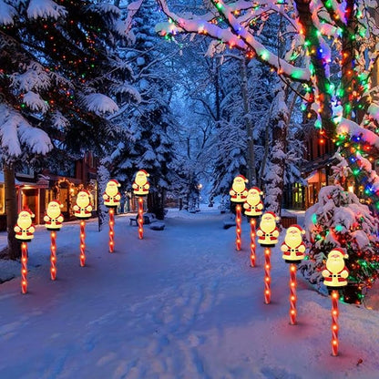 LAMPHOME Christmas Pathway Lights Outdoor, 5PCS Santa Christmas Decorations Outdoor Yard, Pathway Marker Stake Lights for Patio Ground Path Sidewalk Walkway Driveway