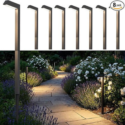 Low Voltage Pathway Lights, 4.5W LED Landscape Lighting, 4000K, 12-24V AC/DC, IP65 Waterproof, Aluminum, Black, 8 Pack