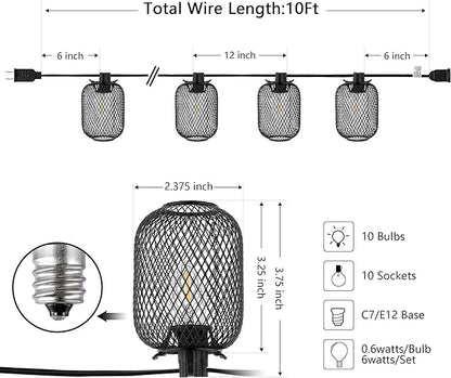 SAFAVIEH Lighting Collection Jepsen Black 10-Foot LED Outdoor String Lights