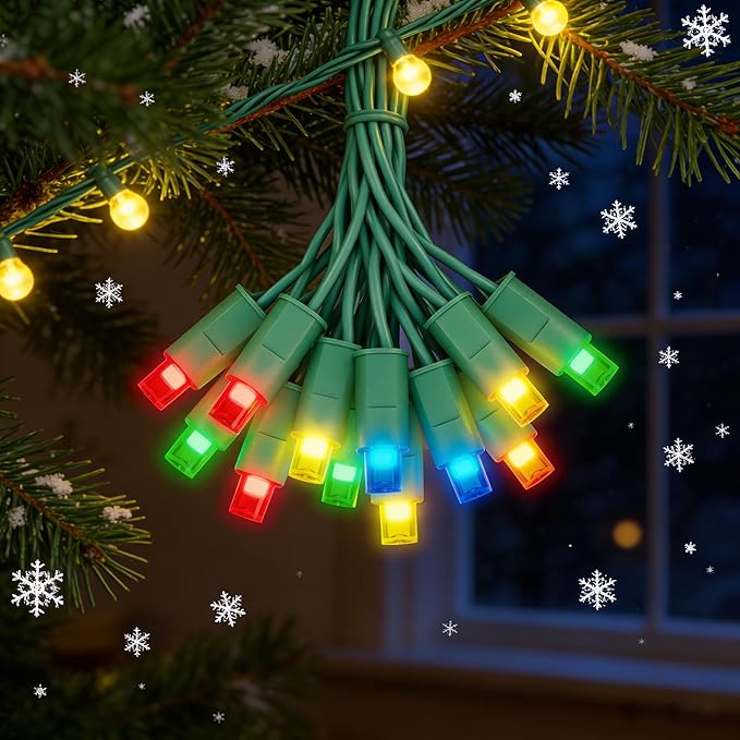 Christmas String Lights (Multicolor - Steady, 25FT), Mini LED String Lights, Waterproof Fairy Lights for Outdoor Indoor Holiday Party Patios Wedding Valentines Day Halloween Xmas Decor