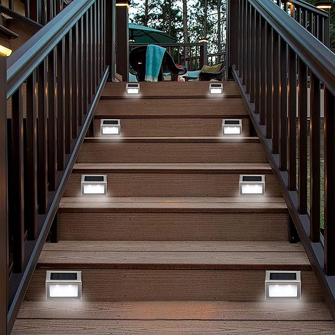Solar Lights Outdoor Waterproof Deck Light, Solar Stair Lights Outside LED Step Lighting Stainless Steel for Paths | Lumora