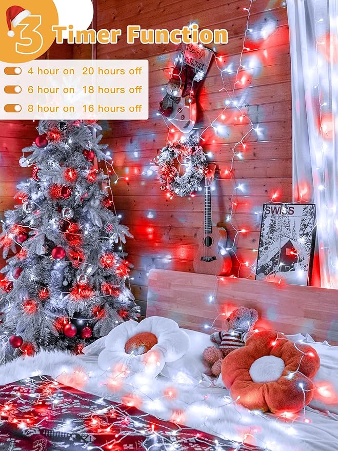 Christmas Lights 600 LED 98FT, Waterproof Outdoor String Lights with Remote and Timer, 8 Modes Dimmable Fairy | Lumora