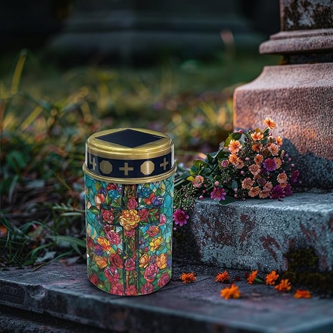 Generic Colorful Solar Garden Light Outdoor Solar Lights Christian Book Light for Prayer Cross Print Cemetery Solar | Lumora