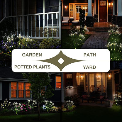 Solar Garden Lights Outdoor: Waterproof 2-Pack DIY Decorative Firework Lights with 2 Modes for Yard Patio Pathway Outside Fairy Decor - Christmas Gifts for Women Mom Mothers Day Warm White
