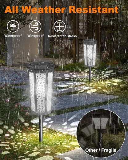 Solar Pathway Lights Outdoor (Cool White & Multicolor, 2 Pack)