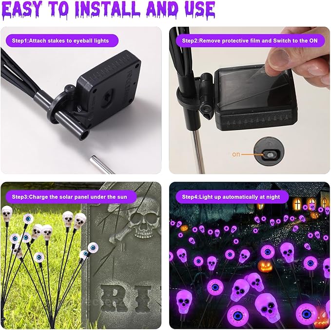 Solar Lights Outdoor,Halloween Decorations Outdoor, Scary Eyeball Lights,4PACKS 32LED,IP65 Waterproof,Halloween | Lumora