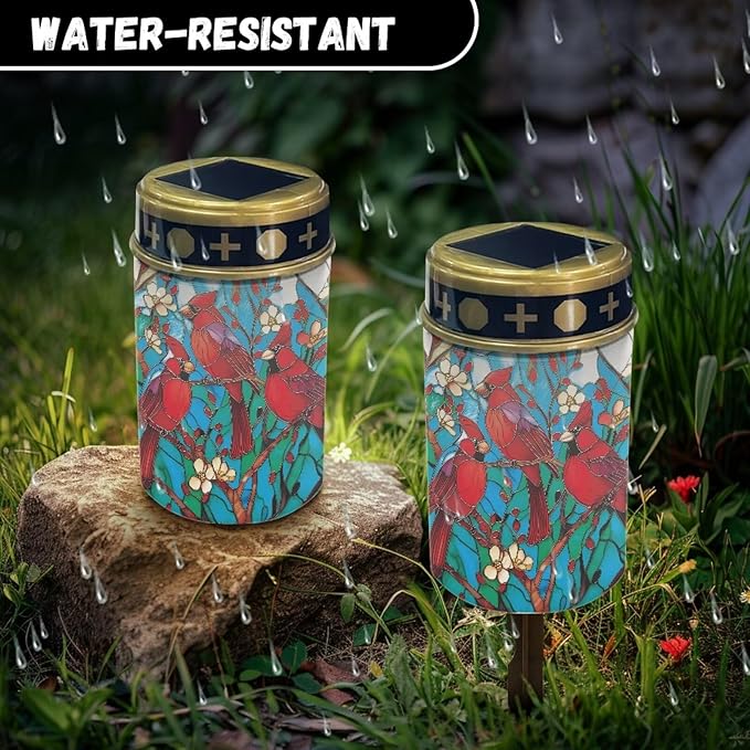 Grave Decorations for Cemetery Cardinal Bird Cemetery Solar Lights for Grave Waterproof Dusk - Outdoor Path Light | Lumora