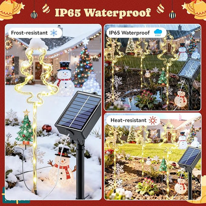 6 Packs Christmas Tree Solar Garden Lights with 8 Light Modes, 21.65 Inches Tall Christmas Outdoor Lighting with 20 LEDs Each, Solar Outdoor Xmas Decor for Garden, Path, Patio (Warm White)