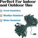 HLO Lighting C7 Light Strings | 25' Green Cord with 12" Socket Spacing, E12 Christmas Light Stringer | Lumora