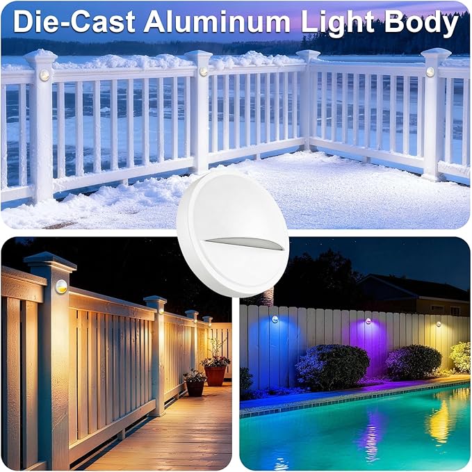RGB Deck Lights Outdoor, 3W 12V Color Changing Low Voltage Post Lights for Outdoor Waterproof Deck Post Fence | Lumora