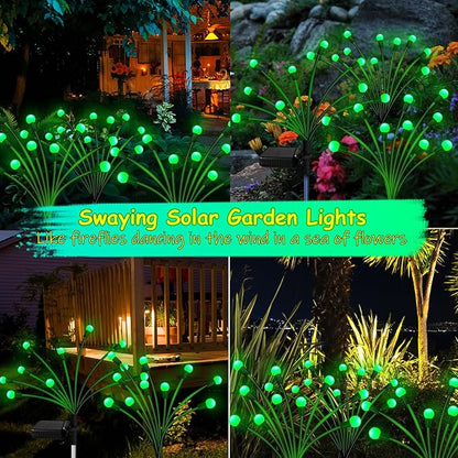 Kohlrabi Solar Halloween Lights Outdoor, 10 Pack 80 LED Green Firefly Lights Waterproof, Sway by Wind, Solar Wind Swaying Light for Yard Patio Backyard Garden Flower Bed Pathway Decoration