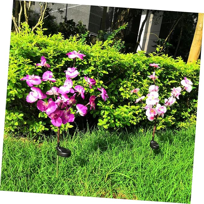 2pcs Solar Ground Plug Lights Shape Outdoor Solar Pathway Lamp Easy Install Energy Saving Garden Decor