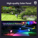 Philips 4 Packs Solar RGBW Spot Lights Outdoor, 18 LED Solar Powered Landscape Lights, 9 Lighting Modes | Lumora